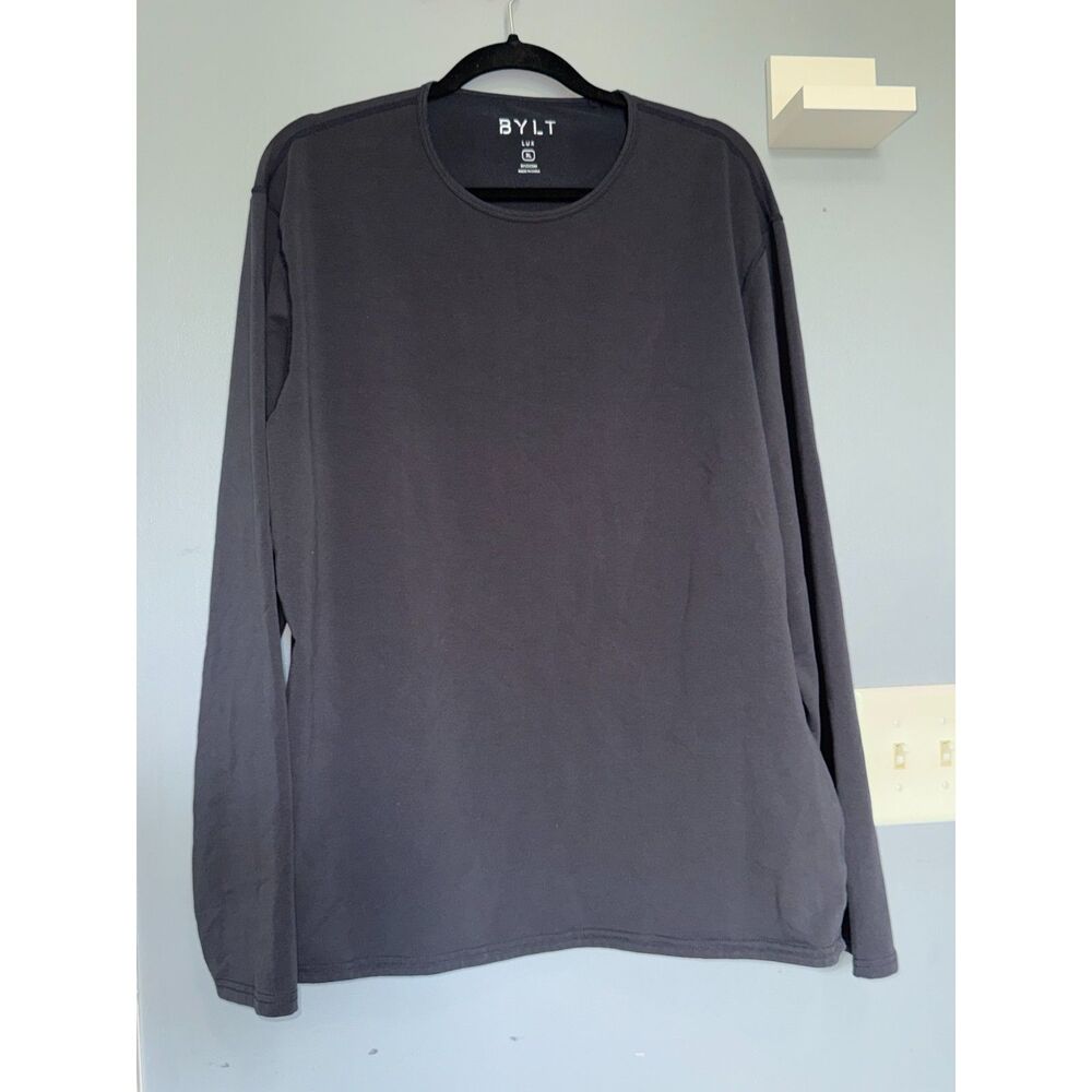 Men's BYLT Lux Long Sleeve Drop Cut Black Shirt | Size XL | Activewear